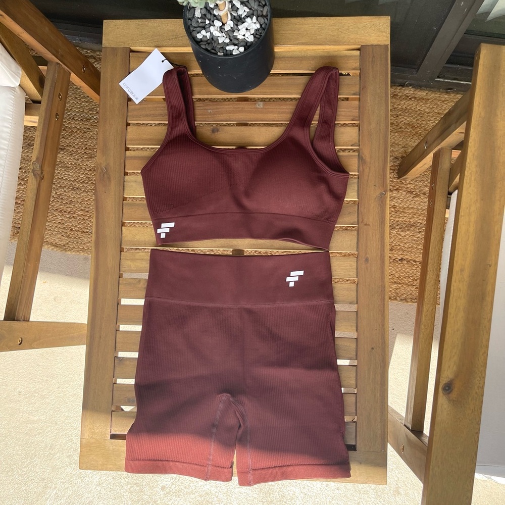 Burgundy Sports Bra and Shorts Set